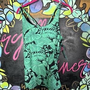 Hapari Women's UPF 50+ Alo Luxe Tankini Swim Top Green/Black Large